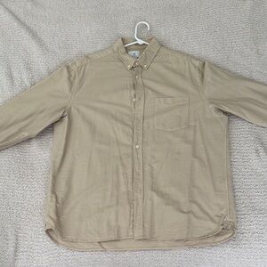 H&M Men's Casual Tan Button-Down Shirt